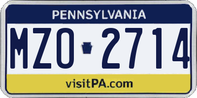 PA license plate MZO2714