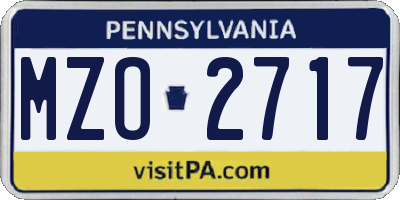 PA license plate MZO2717