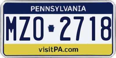 PA license plate MZO2718