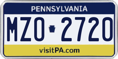 PA license plate MZO2720