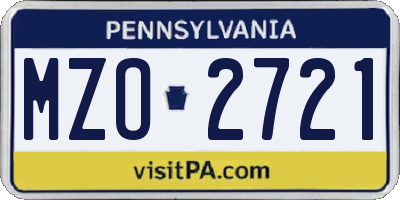 PA license plate MZO2721