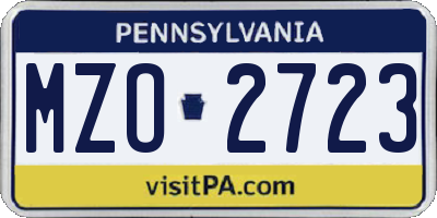 PA license plate MZO2723