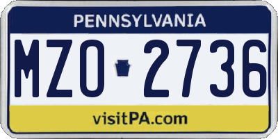 PA license plate MZO2736