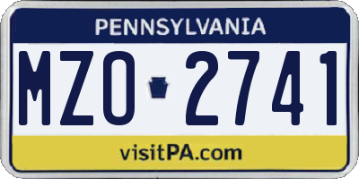 PA license plate MZO2741