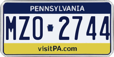 PA license plate MZO2744