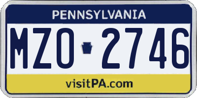 PA license plate MZO2746