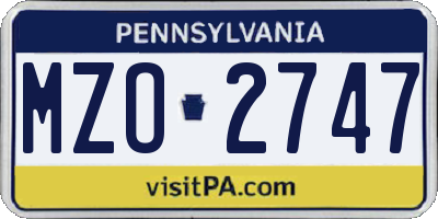 PA license plate MZO2747