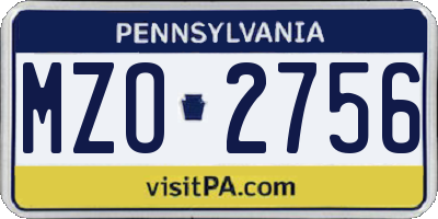 PA license plate MZO2756