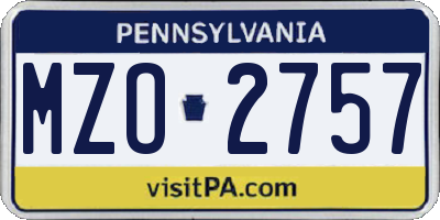 PA license plate MZO2757
