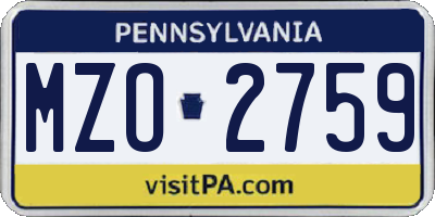 PA license plate MZO2759