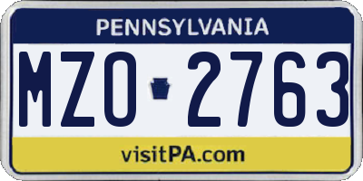 PA license plate MZO2763