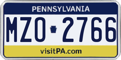 PA license plate MZO2766