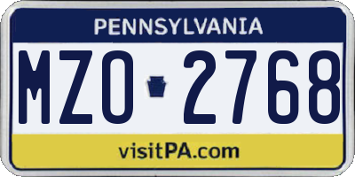 PA license plate MZO2768