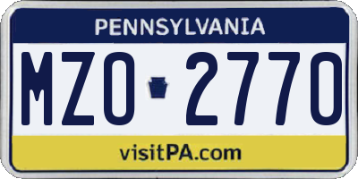 PA license plate MZO2770