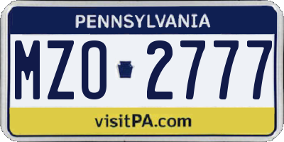 PA license plate MZO2777