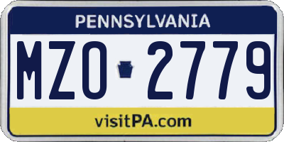 PA license plate MZO2779