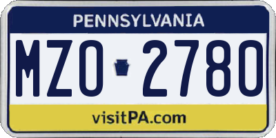 PA license plate MZO2780