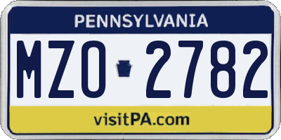 PA license plate MZO2782
