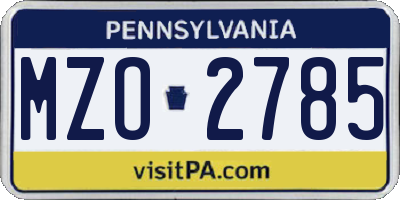 PA license plate MZO2785