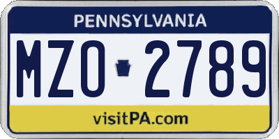 PA license plate MZO2789