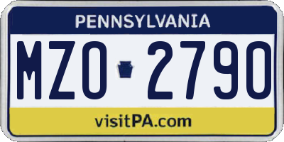 PA license plate MZO2790