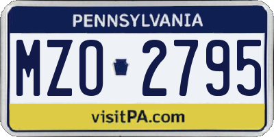 PA license plate MZO2795