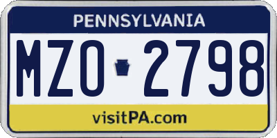 PA license plate MZO2798