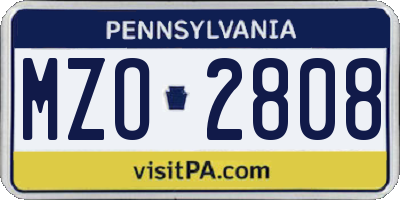 PA license plate MZO2808
