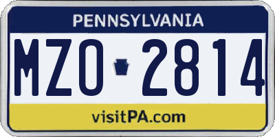 PA license plate MZO2814