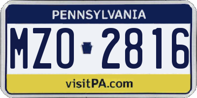 PA license plate MZO2816