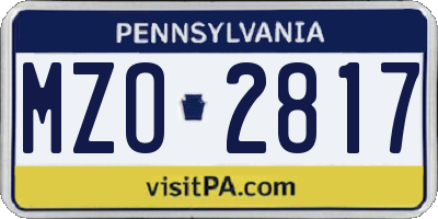 PA license plate MZO2817