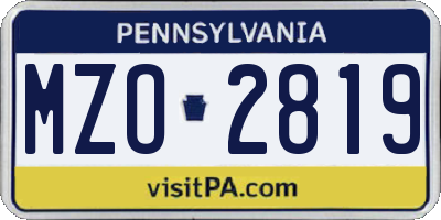 PA license plate MZO2819