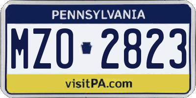 PA license plate MZO2823