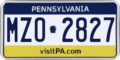PA license plate MZO2827
