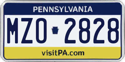 PA license plate MZO2828