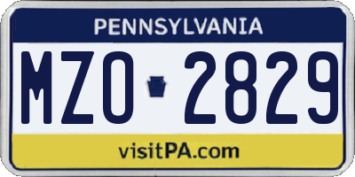 PA license plate MZO2829