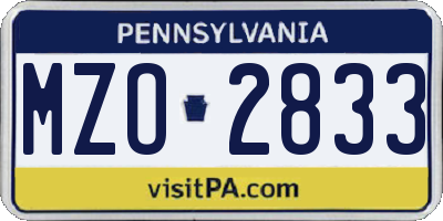 PA license plate MZO2833