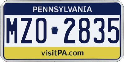 PA license plate MZO2835