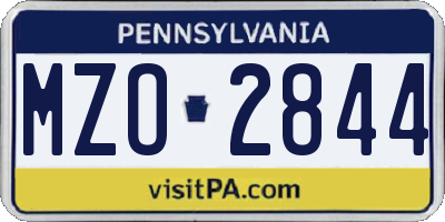 PA license plate MZO2844