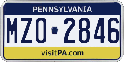 PA license plate MZO2846
