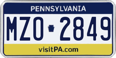 PA license plate MZO2849