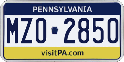 PA license plate MZO2850