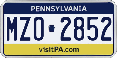 PA license plate MZO2852