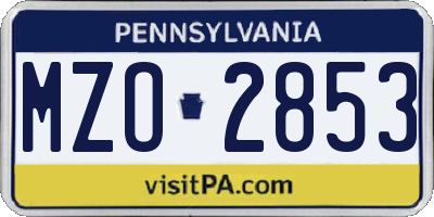 PA license plate MZO2853