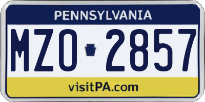 PA license plate MZO2857