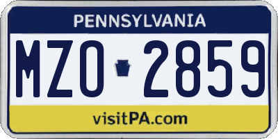 PA license plate MZO2859