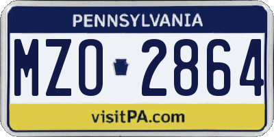 PA license plate MZO2864