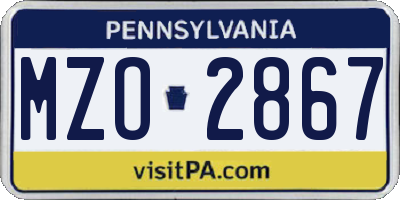 PA license plate MZO2867