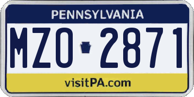 PA license plate MZO2871