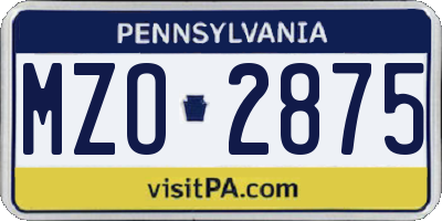 PA license plate MZO2875